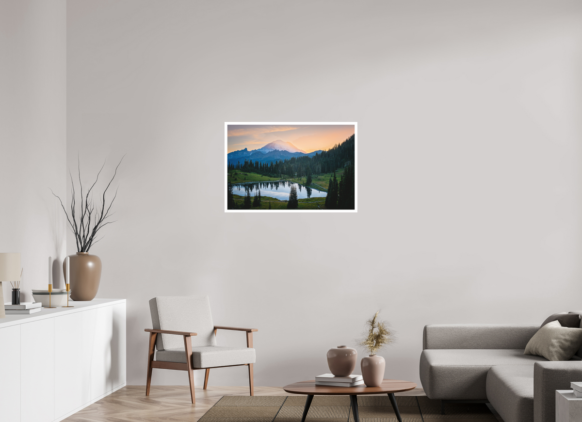 36 x 24″, germanetchsuperres Mt Rainier sunset