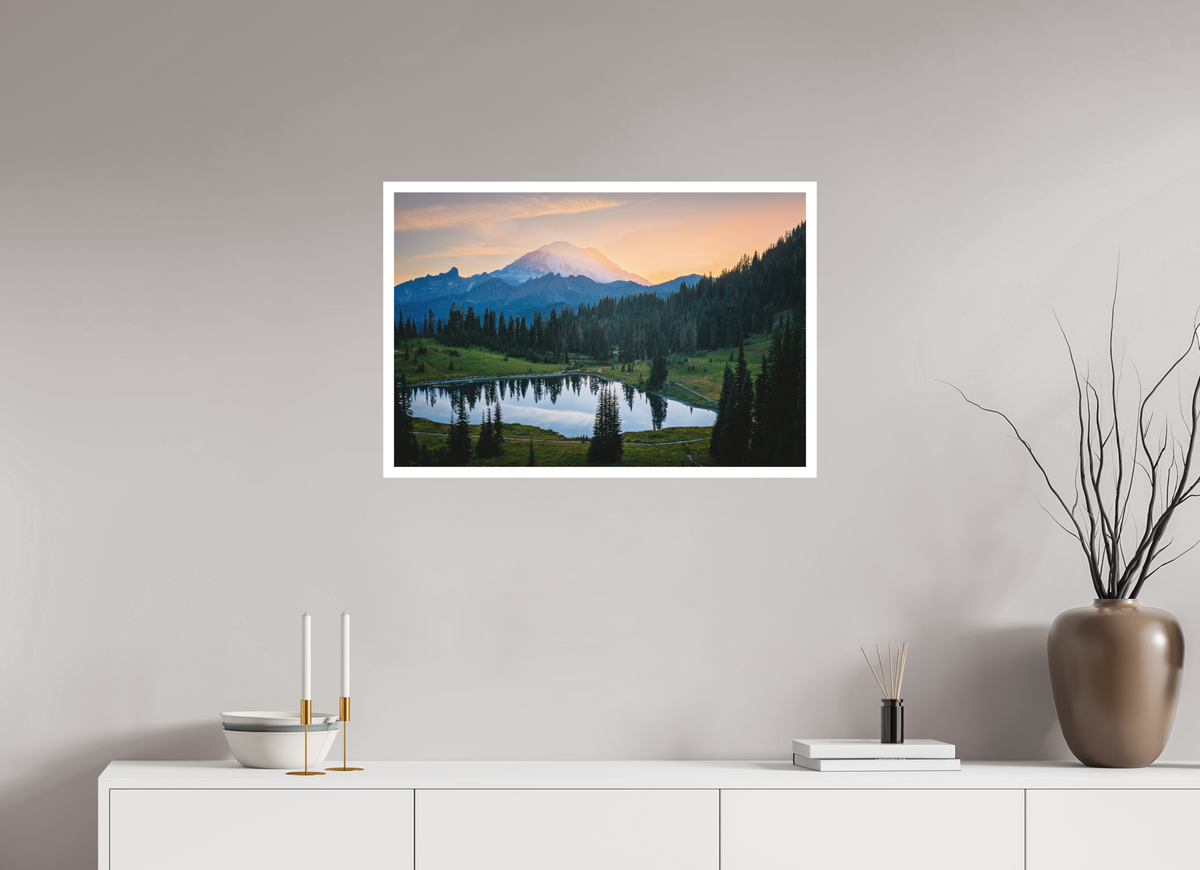 30 x 20″, germanetchsuperres Mt Rainier sunset