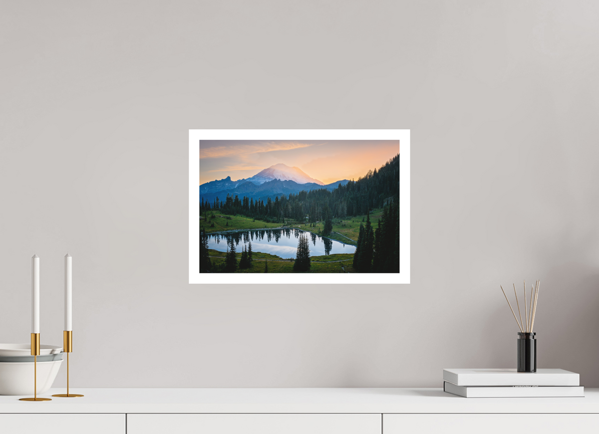 15 x 10″, germanetchsuperres Mt Rainier sunset