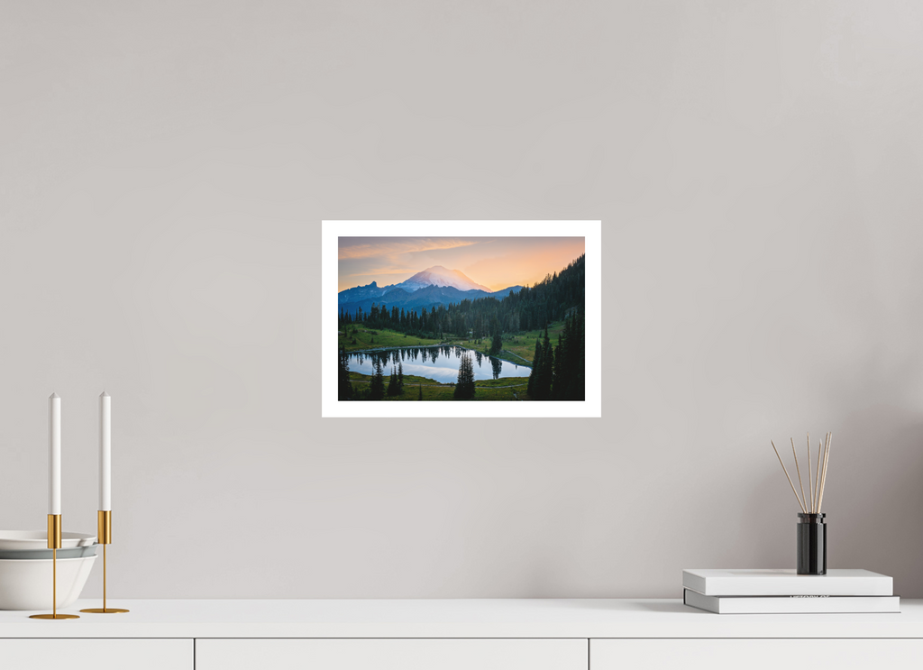 12 x 8″, germanetchsuperres Mt Rainier sunset